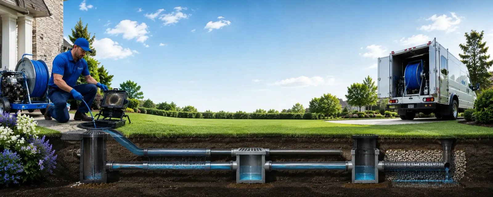 Outdoor drain cleaning information for New Sharon, ME